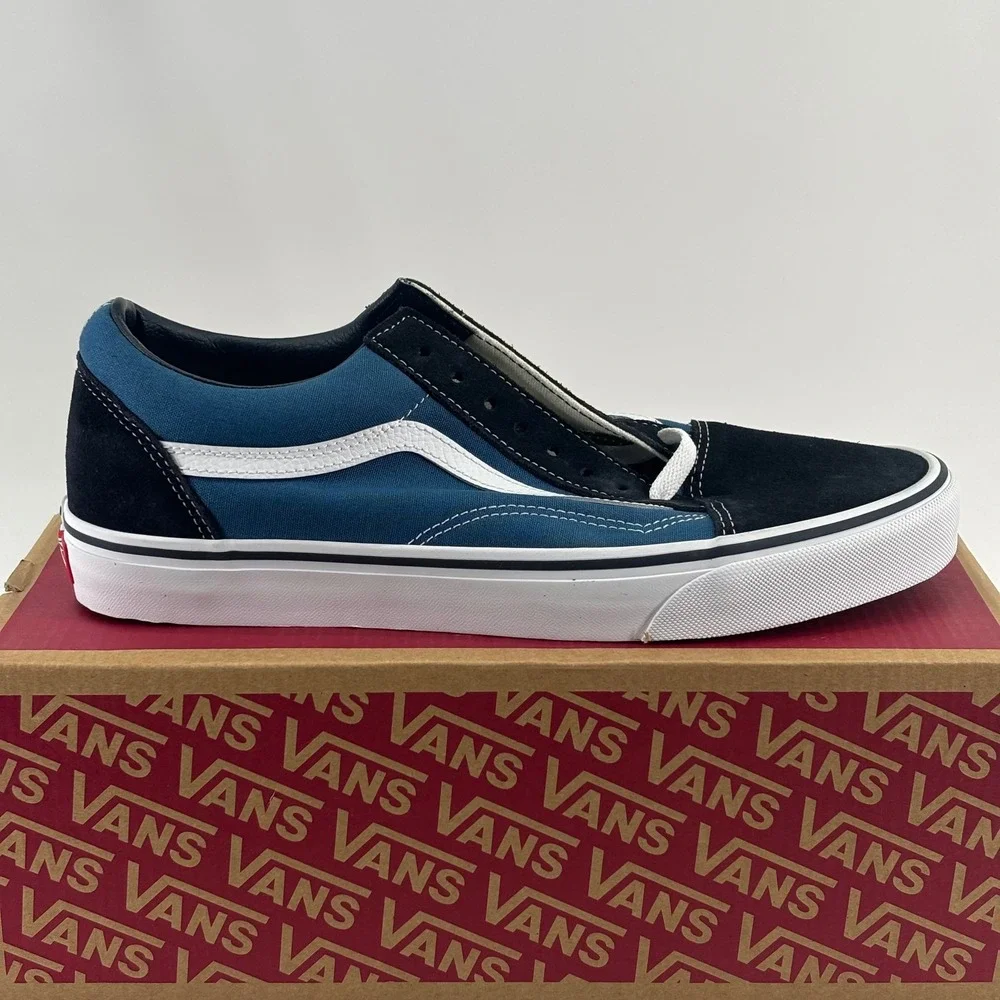 Vans Old Skool Sneakers Mens 10.5 Womens 12 Navy Black Suede Canvas VN000D3HNVY